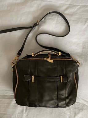 Leifsdottir Anthropologie Black Leather Crossbody Bag